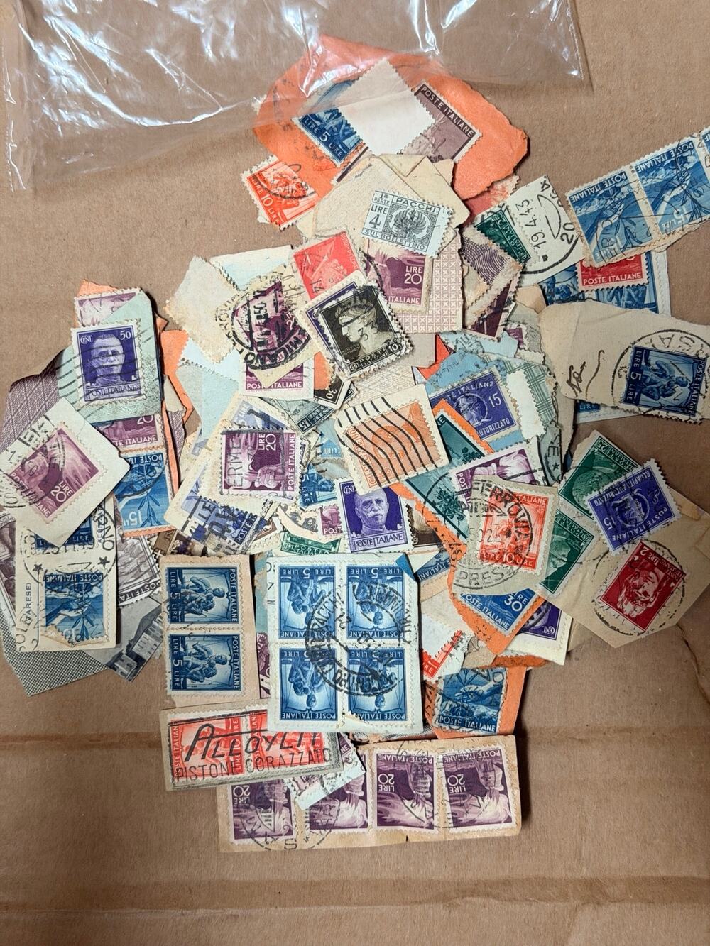 Vintage Italian Postage Stamp Lot – Used & Cancelled Stamps on Paper